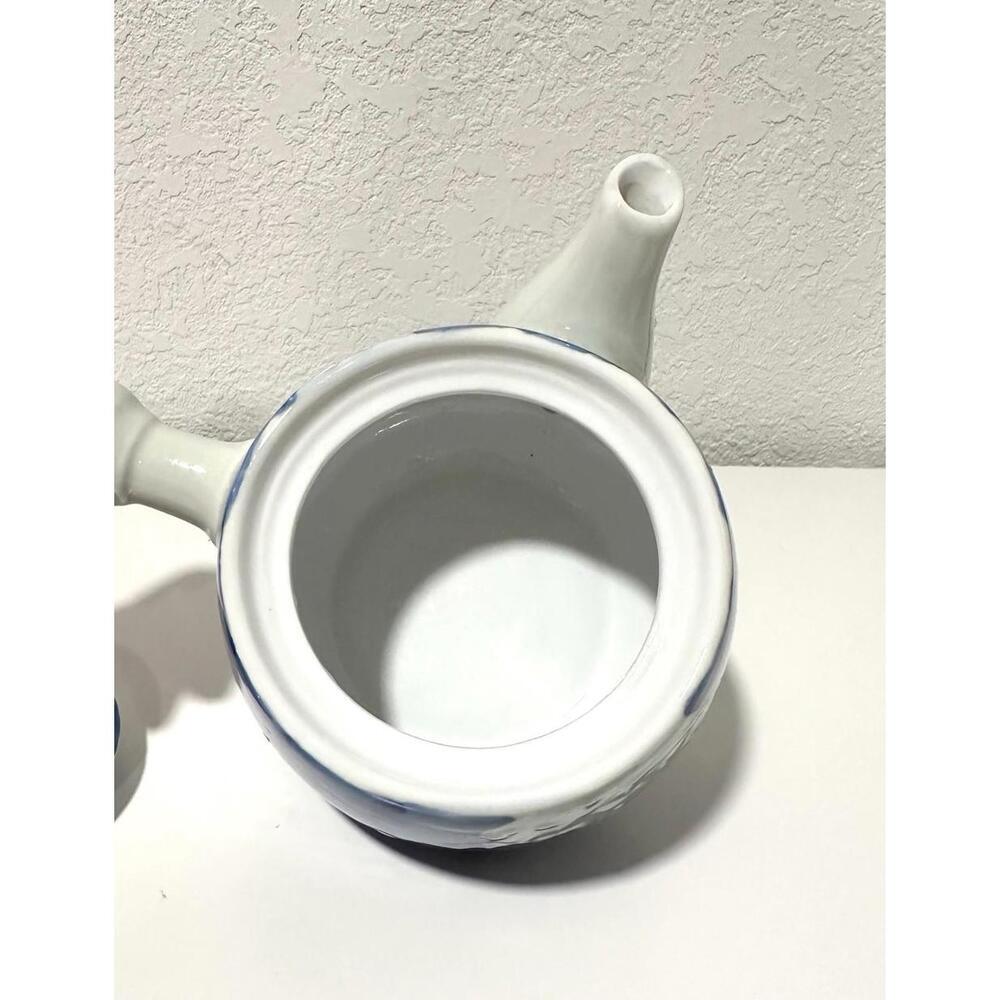 Japanese Aoi Hana Kyusu Teapot Blue Porcelain Teapot with Handle - Picture 6 of 10